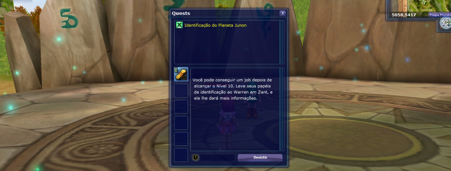 Janela de Quests